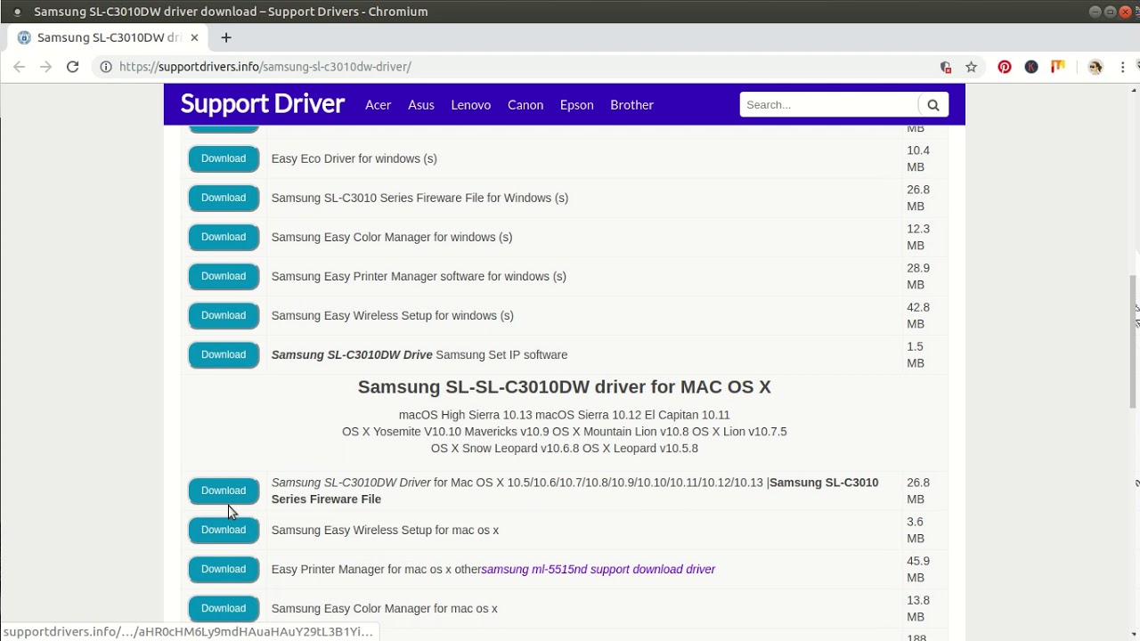 mac drivers for samsung se-218